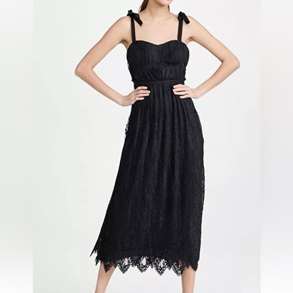 Jonathan Simkhai Bonnie Lace Tie Strap Cocktail Midi Dress - Picture 3 of 10